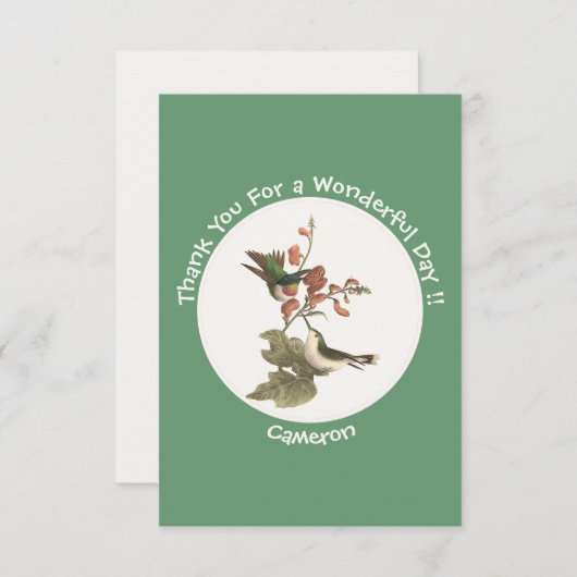 Ruby-throated kolibrie, verjaardag of andere parti bedankkaart (Voorkant / Achterkant)