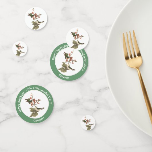 Ruby-throated kolibrie, verjaardag of andere parti confetti (Groep)