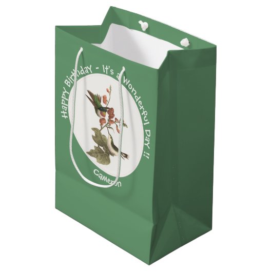 Ruby-throated kolibrie, verjaardag of andere parti medium cadeauzakje (Voorkant Gekanteld)