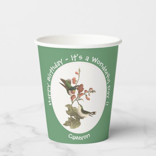 Ruby-throated kolibrie, verjaardag of andere parti papieren bekers (Achterkant)