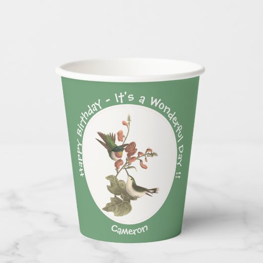Ruby-throated kolibrie, verjaardag of andere parti papieren bekers (Voorkant)