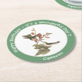 Ruby-throated kolibrie, verjaardag of andere parti ronde kartonnen onderzetter (Gebogen)