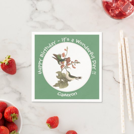 Ruby-throated kolibrie, verjaardag of andere parti servet (Insitu)