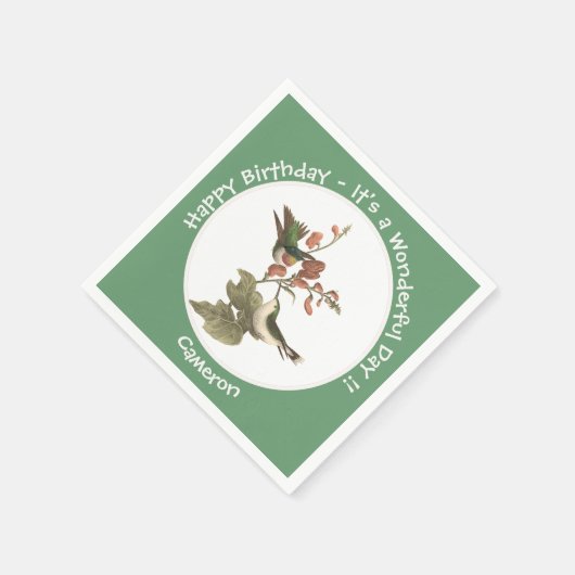 Ruby-throated kolibrie, verjaardag of andere parti servet (Hoek)