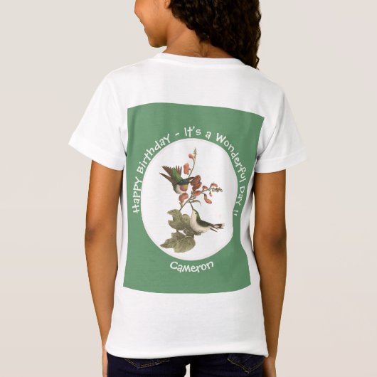Ruby-throated kolibrie, verjaardag of andere parti t-shirt (Achterkant)