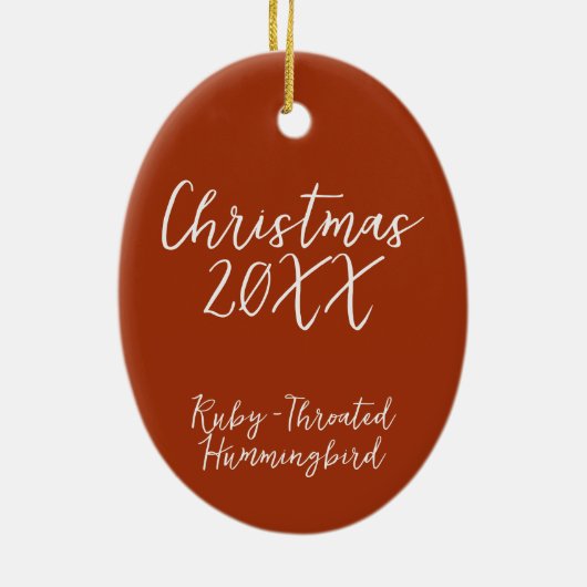Ruby Throated Kolibrie Vogelschildersjaar Keramisch Ornament (Achterkant)