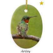 Ruby Throated Kolibrie Vogelschildersjaar Keramisch Ornament
