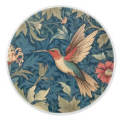 Ruby-throated kolibrie William Morris stijl Keramische Knop (Voorkant)