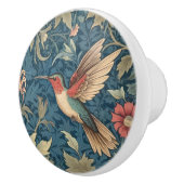 Ruby-throated kolibrie William Morris stijl Keramische Knop (Rechts)