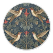 Ruby-throated kolibries William Morris stijl Keramische Knop (Voorkant)
