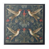 Ruby-throated kolibries William Morris stijl Tegeltje (Voorkant)