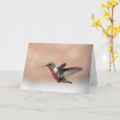 Ruby Throing Hummingbird Blank Note Card Kaart (Gele Bloem)