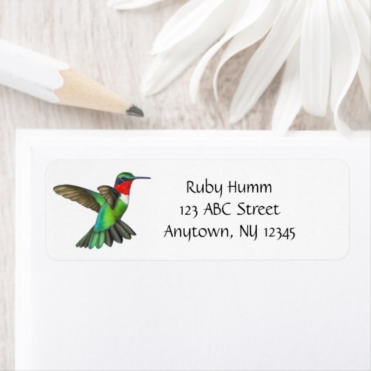 ruby Throing Hummingbird Label (Insitu)