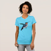Ruby Throing Hummingbird Tattoo Style Art T-shirt (Voorkant volledig)