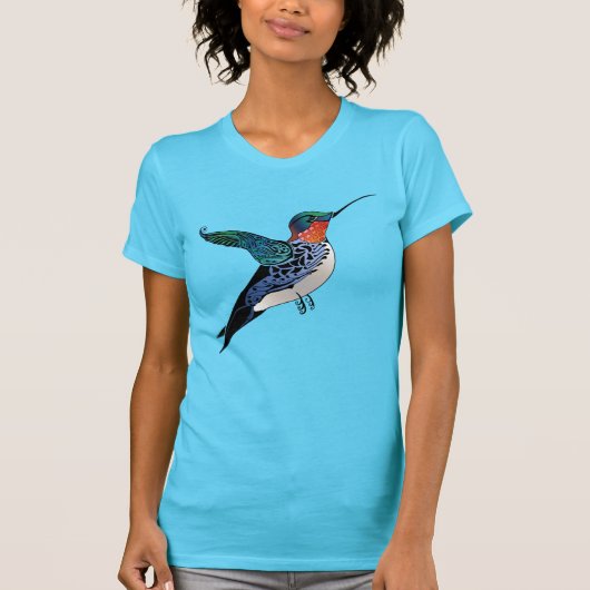 Ruby Throing Hummingbird Tattoo Style Art T-shirt (Voorkant)