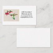 Ruby Throing Hummingbird Waterverf Pink Flower Visitekaartje (Voorkant / Achterkant)