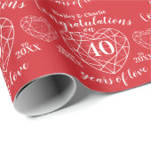 Ruby trouwdag 40 jaar liefde rood cadeaupapier (Rol Hoek)