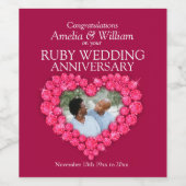 Ruby trouwdag aangepaste wijnlabels wijn etiket (Enkel label)