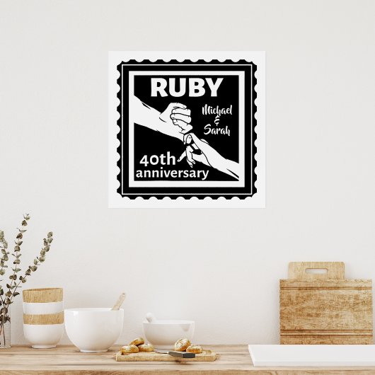 Ruby trouwdag hand houden 40e poster (Keuken)