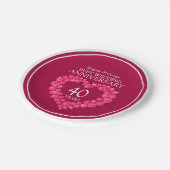 Ruby trouwdag hart 40 jaar papieren bordje (Gekanteld)