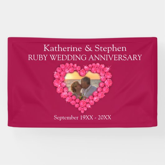 Ruby Trouwdag jubileum rode banner (Horizontaal)