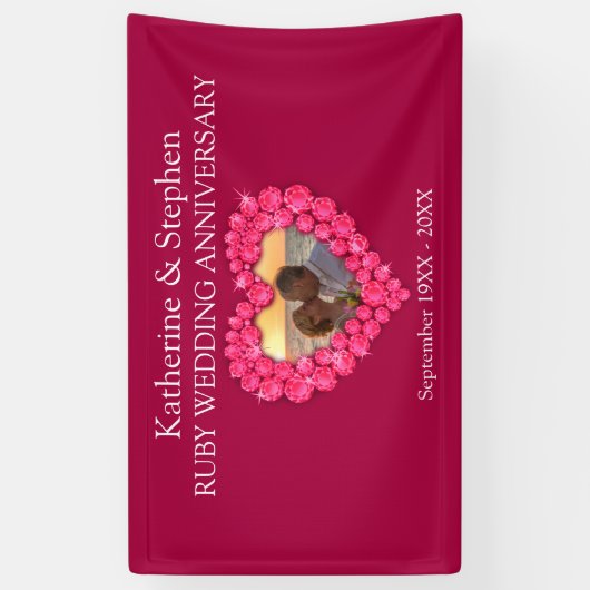 Ruby Trouwdag jubileum rode banner (Verticaal)