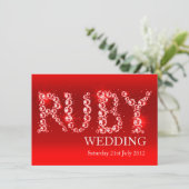 Ruby trouwfeest glans in stenen feest uitnodiging (Staand voorkant)