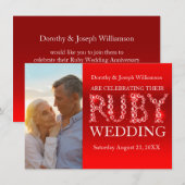 Ruby trouwfeest sprankelende stenen foto feest uit kaart (Voorkant / Achterkant)