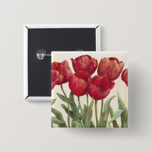 Ruby Tulips Vierkante Button 5,1 Cm (Voorkant /achterkant)