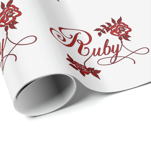 Ruby Typografie met Rozen Red en White Cadeaupapier (Rol Hoek)