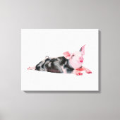 Ruby, Varken met lippenstift print op doek (Voorkant)