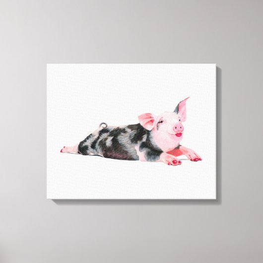 Ruby, Varken met lippenstift print op doek (Voorkant)