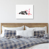 Ruby, Varken met lippenstift print op doek (Insitu (Slaapkamer))
