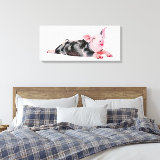Ruby, Varken met lippenstift print op doek (Insitu (Slaapkamer))