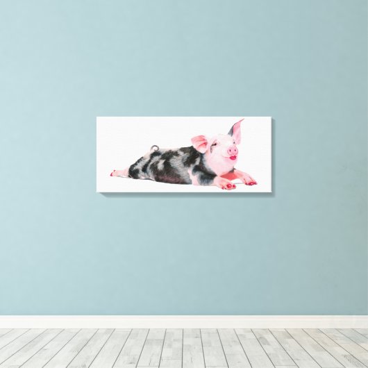 Ruby, Varken met lippenstift print op doek (Insitu (Houten vloer))