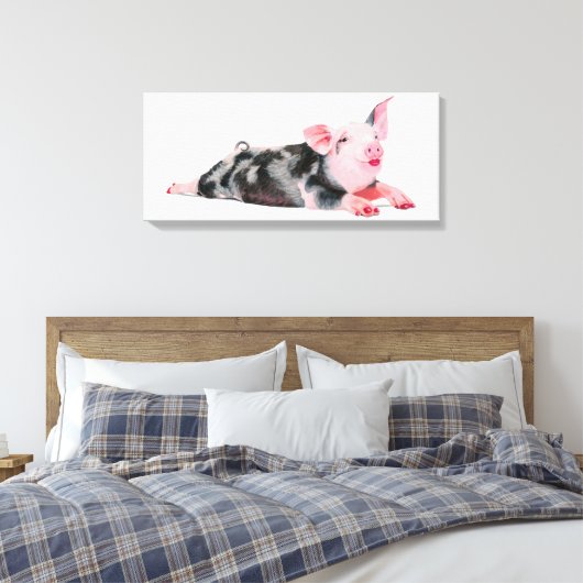 Ruby, Varken met lippenstift print op doek (Insitu (Slaapkamer))