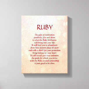 Ruby verjaarstone - juli gedicht kunstcanvas canvas afdruk