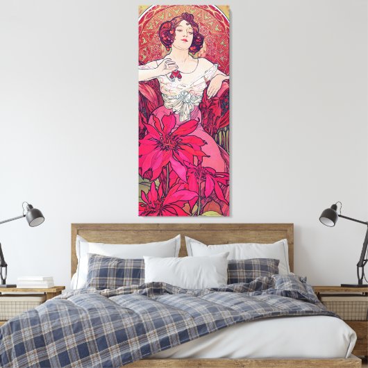 Ruby (Vier juwelen), Alphonse Mucha Canvas Afdruk (Insitu (Slaapkamer))