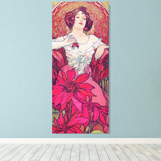 Ruby (Vier juwelen), Alphonse Mucha Canvas Afdruk (Insitu (Houten vloer))