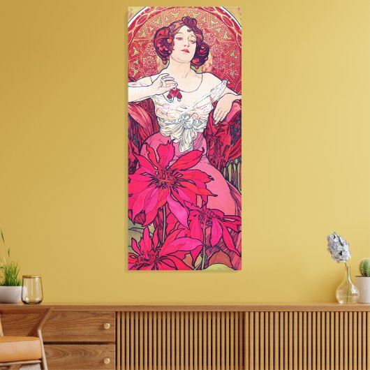 Ruby (Vier juwelen), Alphonse Mucha Canvas Afdruk (Insitu (Woonkamer))