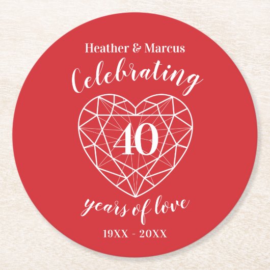 Ruby vieren 40 jaar van liefde partij onderzetters (Voorkant)
