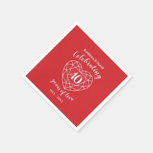 Ruby vieren 40 jaar van liefdesfeestje servetten (Hoek)