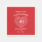 Ruby viering 40 jaar liefde feest servetten (Voorkant)