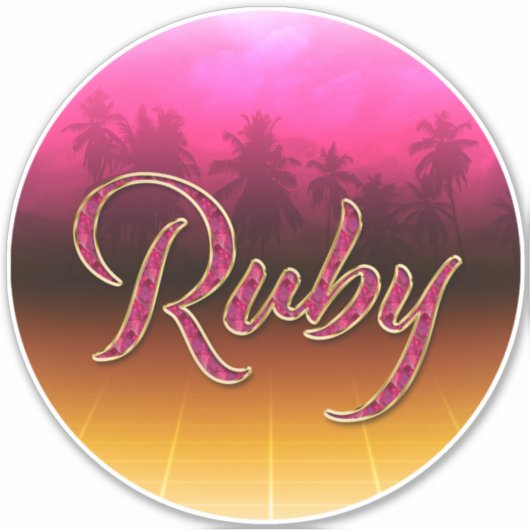 Ruby Vorname Name golden pink Aufkleber Sticker (Voorkant)