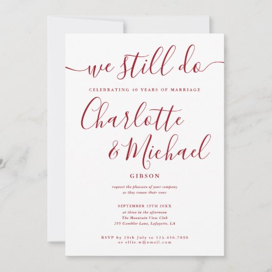 Ruby We Still Do Script Huwelijksbelofte Verjaarda Kaart (Voorkant)