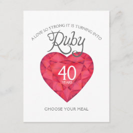 Ruby Weddenschap Jubileum hartmaaltijd keuze Informatiekaartje