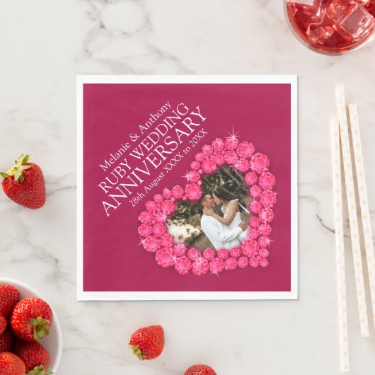 Ruby Wedding 40 jaar hartfoto en naamservetten Servet (Insitu)