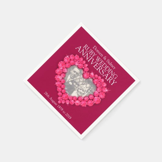 Ruby Wedding 40 jaar hartfoto en naamservetten Servetten (Hoek)