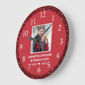 Ruby Wedding 40th Jubileum Foto Red Glitter Grote Klok (Hoek)