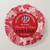 Ruby Wedding Anniversary 40 years Personalized  Rond Kussen (Achterkant)
